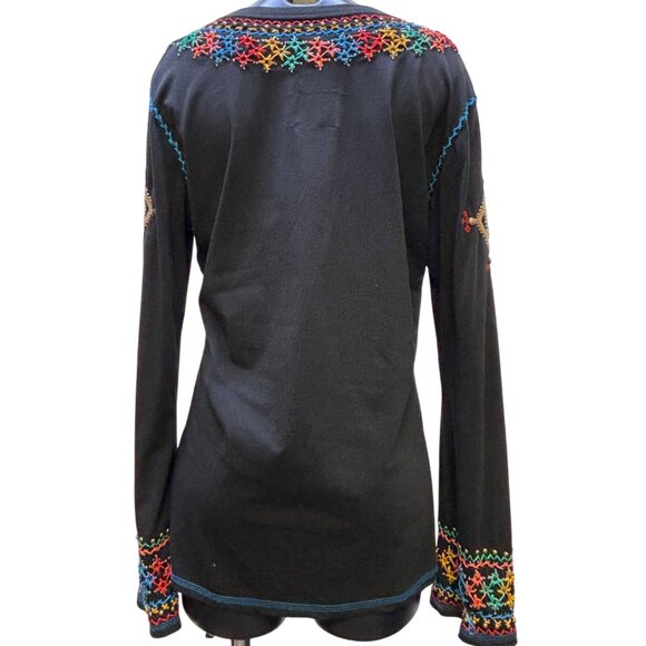 Double D Ranch Blouse Black With Vibrant Multicolor Accents XL - Picture 2 of 6